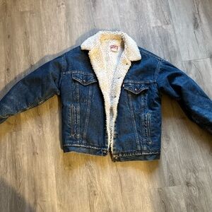 RARE VINTAGE Levi's Classic Blue Denim Jacket with Cream Sherpa